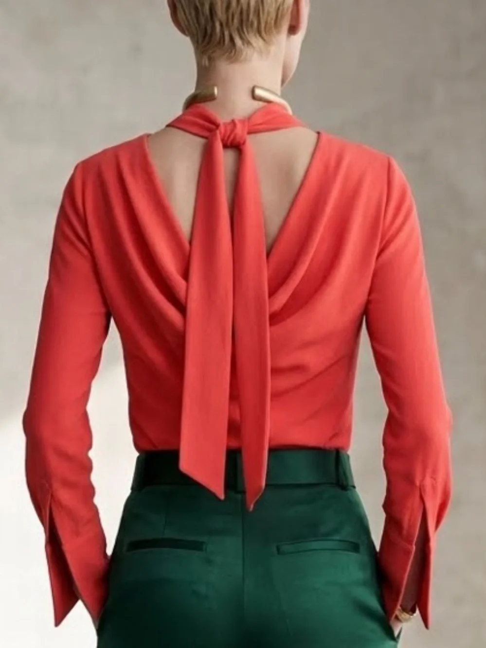 J. Crew Red Reversible -Bow Silk top blouse size 0